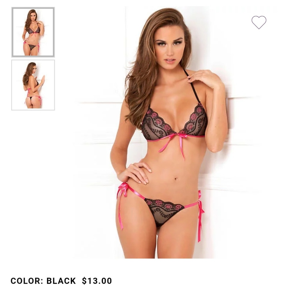 RENE ROFE LACE TIE-UP BRA SET